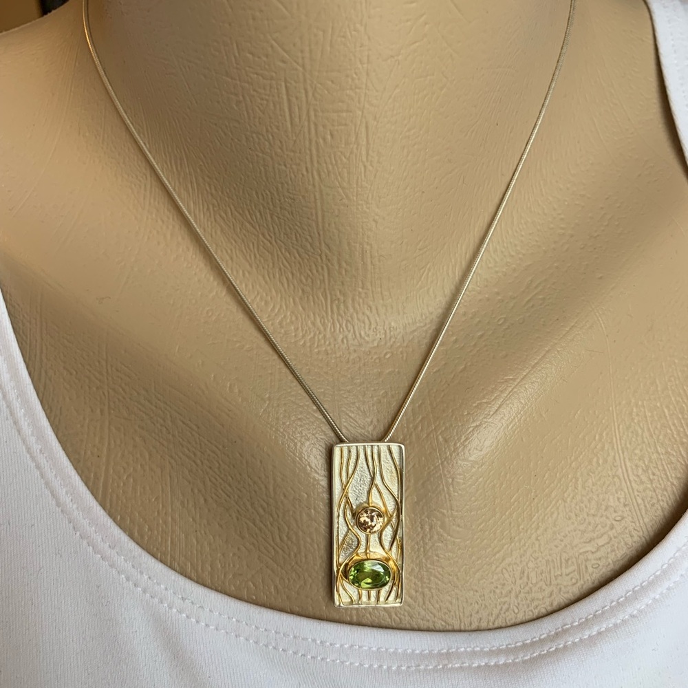 Sterling, peridot and topaz necklace